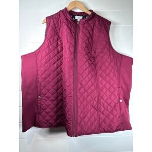 Kim Rogers 4X Quilted Vest Burgundy Sleeveless Casual‎ Womens Plus Size
